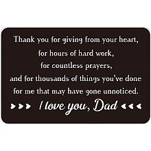 FINGERINSPIRE Engraved Wallet Insert Card for Dad with Beautifully Wrapped Envelope, Dad Birthday Christmas Wallet Card Gifts Engraved with Warm Words - I Love You, Dad (3x2 Inch, Black)