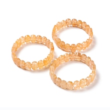 Honeyhandy Natural Citrine Oval Beaded Stretch Bracelet, Gemstone Jewelry for Women, Inner Diameter: 2-1/8 inch(5.4~5.5cm)