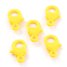 Honeyhandy Plastic Lobster Claw Clasps, Heart, Yellow, 22.5x13x6.5mm, Hole: 3mm