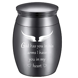 CREATCABIN Alloy Cremation Urn Kit, with Disposable Flatware Spoons, Silver Polishing Cloth, Velvet Packing Pouches, Wing Pattern, 40.5x30mm, 1pc