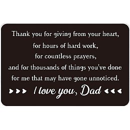 FINGERINSPIRE Engraved Wallet Insert Card for Dad with Beautifully Wrapped Envelope, Dad Birthday Christmas Wallet Card Gifts Engraved with Warm Words - I Love You, Dad (3x2 Inch, Black)