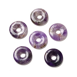 Honeyhandy Natural Amethyst Pendants, Donut/Pi Disc Charm, 29.5x5.5mm, Hole: 8.3mm