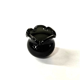 Honeyhandy Handmade Blown Glass Flower Beads, Campanula Medium L, Black, 15x16mm, Hole: 2.7mm