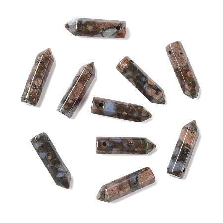 Honeyhandy Natural African Opal Pointed Pendants, Faceted, Bullet, 30~33x8~9mm, Hole: 1.4~1.6mm