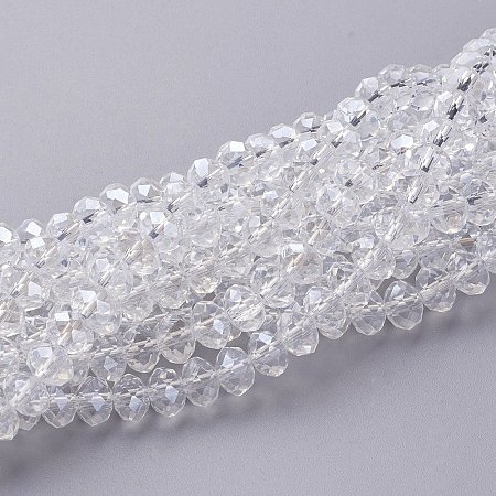 NBEADS 10 Strands Pearl Luster Plated Crystal Suncatcher Faceted Abacus Clear Glass Beads Strands With 8x6mm,Hole: 1mm,About 72pcs/strand