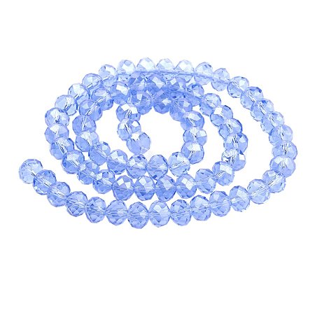 NBEADS 10 Strands Pearl Luster Plated Crystal Suncatcher Faceted Abacus LightBlue Glass Beads Strands with 8x6mm,Hole: 1mm,about 72pcs/strand