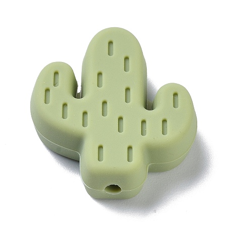 Honeyhandy Silicone Beads, Chewing Beads For Teethers, Cactus, Dark Sea Green, 25x23x8mm, Hole: 2.3mm