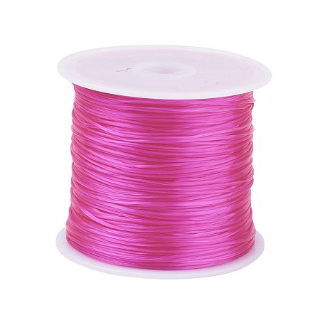 PandaHall Elite 1 Roll Deep Pink 0.8mm Elastic Stretch Polyester Threads Beading String Cord 60m per Roll for Jewelry Making Bracelets Necklace