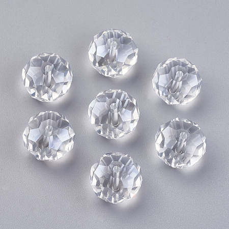 Arricraft Glass Beads, Pearl Luster Plated, Crystal Suncatcher, Faceted Rondelle, Clear, 16x12mm, Hole: 1mm