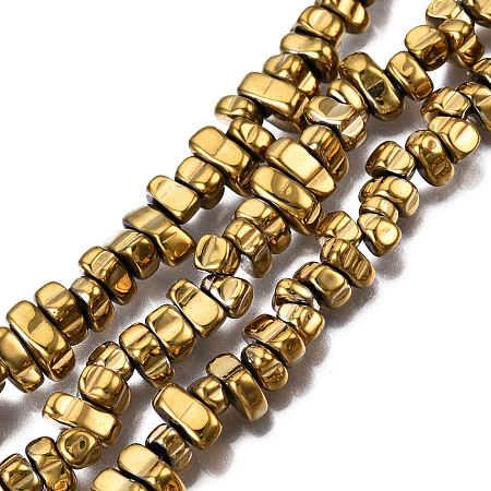Honeyhandy Electroplate Non-magnetic Synthetic Hematite Beads Strands, Chips, Light Gold Plated, 5~10x4.5~5.5x4mm, Hole: 1mm, about 105pcs/strand, 14.9 inch