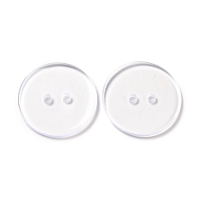 Honeyhandy Lucid Round 2-hole Shirt Button, Resin Button, Clear, about 23mm in diameter, hole: 1.5mm, about 200pcs/bag