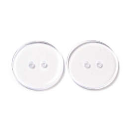 Honeyhandy Lucid Round 2-hole Shirt Button, Resin Button, Clear, about 23mm in diameter, hole: 1.5mm, about 200pcs/bag