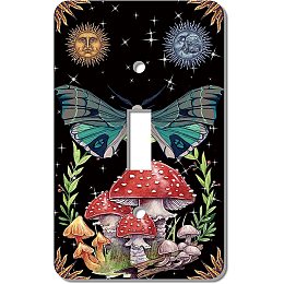 CREATCABIN 2Pcs Mushrooms Moth Moon Star Single Toggle Light Switch Plate Covers Decorative Wall Plates Acrylic Electrical Outlet Wallplates for Bedroom Kitchen Accessories Home Decor, 2.7 x 4.5 Inch