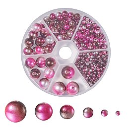 Honeyhandy Rainbow ABS Plastic Imitation Pearl Beads, Gradient Mermaid Pearl Beads, Round, Coconut Brown, 3mm/4mm/6mm/8mm/10mm/12mm, Hole: 1~2mm, 564pcs/box