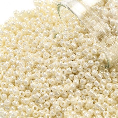 Honeyhandy TOHO Round Seed Beads, Japanese Seed Beads, (123L) Opaque Luster White Cream, 11/0, 2.2mm, Hole: 0.8mm, about 5555pcs/50g