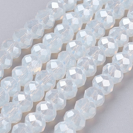 Electroplate Glass Bead Strands, Full Luster Plated, Faceted, Rondelle, AliceBlue, 6x4mm, Hole: 1mm; about 95pcs/strand, 17.7
