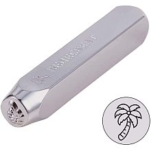 BENECREAT 6mm 1/4" Coconut Tree Metal Design Stamps Electroplated Hard Carbon Steel Punch Stamping Tool for Jewelry Leather Wood Crafting