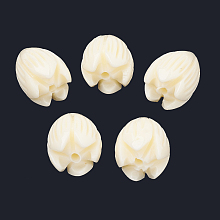 Honeyhandy Dyed Synthetic Coral Beads, Jasmine Flower, Creamy White, 8~8.5x6.5~7mm, Hole: 1mm