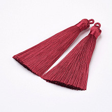 Honeyhandy Nylon Tassels Big Pendant Decorations, Red, 83~92x9~10mm, Hole: 1.5~4mm