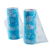 BENECREAT 2 Rolls Fabric Tulle Snowflake Tulle Roll 6" x 10 Yards for Decoration Bows, Craft Making, Wedding Party Ribbon - 20 Yards in Total (Light Sky Blue)