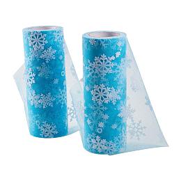 BENECREAT 2 Rolls Fabric Tulle Snowflake Tulle Roll 6" x 10 Yards for Decoration Bows, Craft Making, Wedding Party Ribbon - 20 Yards in Total (Light Sky Blue)