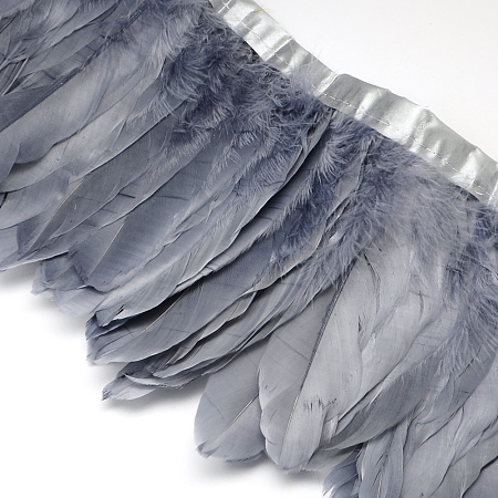 Fashion Goose Feather Cloth Strand Costume Accessories, Gainsboro, 100~180x38~62mm; about 2m/bag
