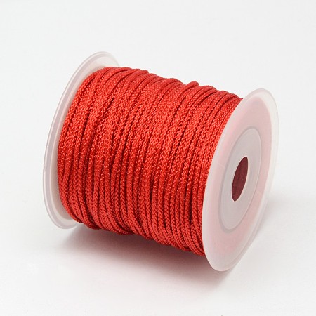 Braided Nylon Threads, Red, 2mm; about 23m/roll