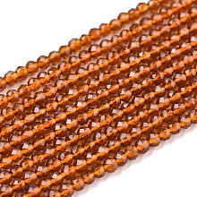 Honeyhandy Glass Beads Strands, Imitation Quartz, Faceted, Round, Chocolate, 2mm, Hole: 0.5mm,  about 175pcs/strand, 14.9 inch(38cm)