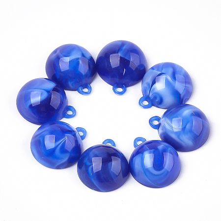 ARRICRAFT Acrylic Pendants, Imitation Gemstone Style, Half Round, Blue, 18.5x15.5x8mm, Hole: 1.6mm