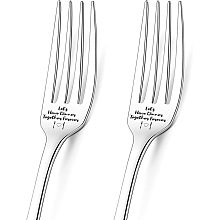 GLOBLELAND 2Pcs Let's Have Dinner Together Forever Engraved Fork with Gift Box Stainless Steel Table Forks for Friends Families Festival Christmas Birthday Wedding, 8Inches