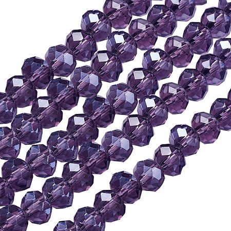 NBEADS 10 Strands Pearl Luster Plated Crystal Suncatcher Faceted Abacus Indigo Glass Beads Strands with 6x4mm,Hole: 1mm,about 100pcs/strand