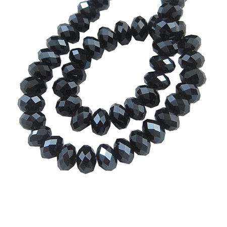 NBEADS 10 Strands Pearl Luster Plated Crystal Suncatcher Faceted Abacus Black Glass Beads Strands With 8x6mm,Hole: 1mm,About 72pcs/strand