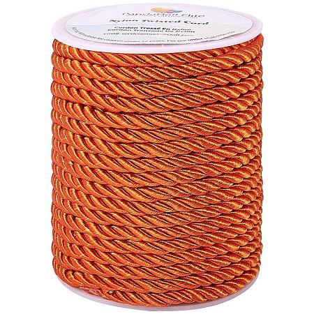 PandaHall Elite 18 Yards 5mm Twisted Cord Trim 3-Ply Twisted Cord Rope Nylon Crafting Cord Trim Thread String for DIY Craft Making Home Décor Upholstery Curtain Tieback, Dark Orange