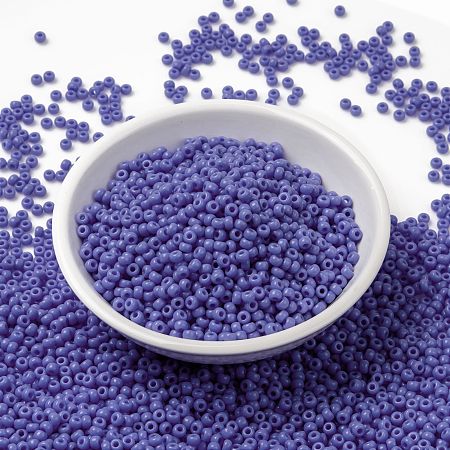 MIYUKI Round Rocailles Beads, Japanese Seed Beads, (RR417L) Opaque Periwinkle, 8/0, 3mm, Hole: 1mm about 866pcs/bottle, 10g/bottle