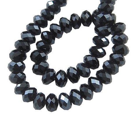 NBEADS 1 Strand Pearl Luster Plated Faceted Abacus Crystal Suncatcher Black Glass Beads Strands with 6x4mm,Hole: 1mm,about 95pcs/strand