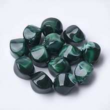 Honeyhandy Acrylic Beads, Imitation Gemstone Style, Nuggets, Dark Green, 15.5x12x12mm, Hole: 1.8mm, about 310pcs/500g