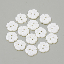 Honeyhandy 2-Hole Acrylic Buttons, Flower, White, 15x2.5mm, Hole: 1.5mm