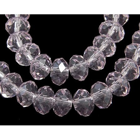 NBEADS 10 Strands Pearl Luster Plated Crystal Suncatcher Faceted Abacus Pink Glass Beads Strands With 4x3mm,Hole: 1mm,About 150pcs/strand