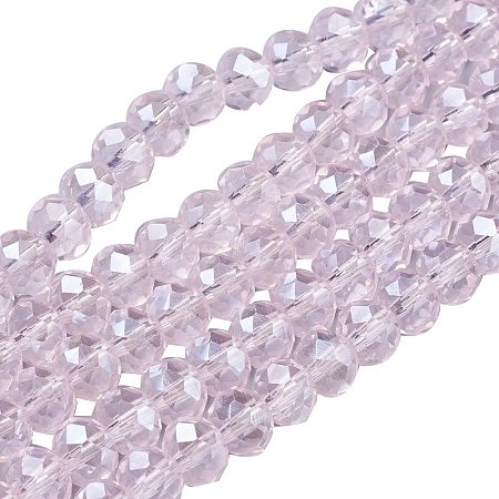 NBEADS 10 Strands Pearl Luster Plated Crystal Suncatcher Faceted Abacus Pink Glass Beads Strands with 8x6mm,Hole: 1mm,About 72pcs/Strand
