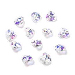 Honeyhandy Electroplate Glass Charms, Faceted, Heart, Ghost Light, 10x10x5mm, Hole: 1mm