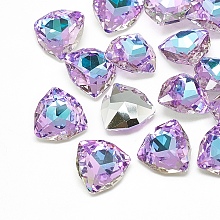 Honeyhandy DIY Pointed Back K9 Glass Rhinestone Cabochons, Random Color Back Plated, Faceted, Triangle, Vitrail Light, 12x12x4.5mm