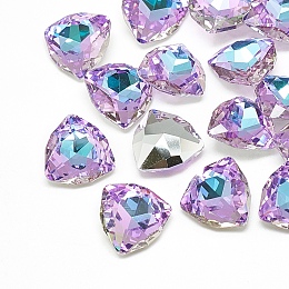 Honeyhandy DIY Pointed Back K9 Glass Rhinestone Cabochons, Random Color Back Plated, Faceted, Triangle, Vitrail Light, 12x12x4.5mm