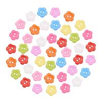 NBEADS 1000 Pcs Acrylic Sewing Buttons for Costume Design, Plastic Buttons, 2-Hole, Dyed, Flower Wintersweet, Mixed Color, 14x2mm, Hole: 1mm