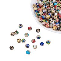 NBEADS 200PCS Random Mixed Color Handmade Vintage Beads, Filigree Cloisonne Round Loose Charm Beads for Bracelet Jewelry Making Findings