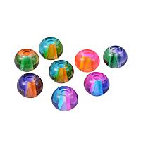 NBEADS 100PCS Spray Painted Two Tone Glass Beads 12mm, Gradient Rondelle Jewelry Making Beads