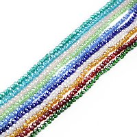 NBEADS 10 Strands Pearl Luster Plated Crystal Suncatcher Faceted Abacus Mixed Color Glass Beads Strands With 4x3mm,Hole: 1mm,About 150pcs/strand