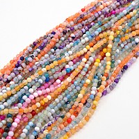 Honeyhandy Natural Fire Crackle Agate Beads Strands, Dyed, Faceted, Round, Mixed Color, 4mm, Hole: 1mm, about 90pcs/strand, 15 inch