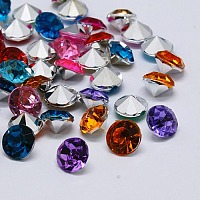 Honeyhandy Imitation Taiwan Acrylic Rhinestone Pointed Back Cabochons, Faceted, Diamond, Mixed Color, 4x3mm