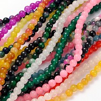ARRICRAFT Natural White Jade Dyed Beads Strands, Round, Mixed Color, about 4mm in diameter, hole: 0.5mm; about 92pcs/strand, 15.5 inches