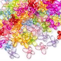 Arricraft Transparent Acrylic Beads, Faceted, Butterfly, Mixed Color, 17x13x5mm, Hole: 2mm